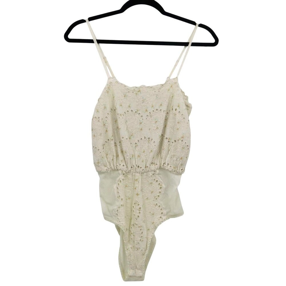 Free People Jillian Bodysuit Womens S Cream Girlhood Grannycore Cottagecore Boho View 2